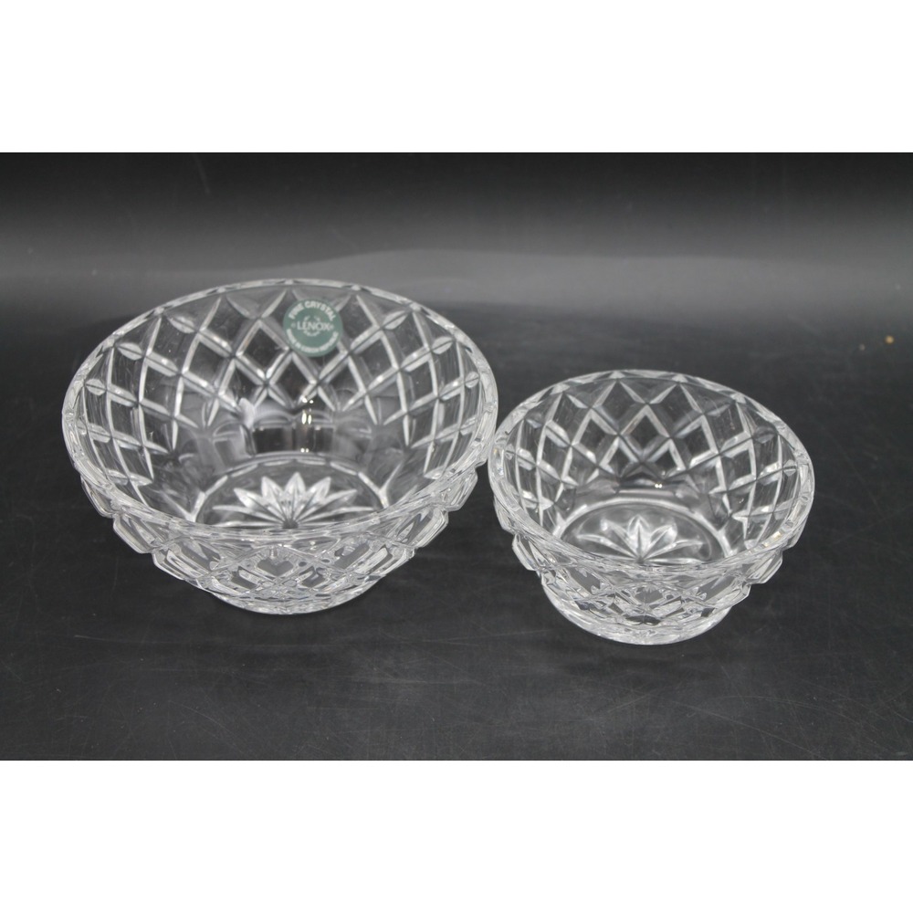 Set of 2 Lenox Crystal Trinket Nut Candy Bowls Cut Crystal 5" & 3.5" Bowls